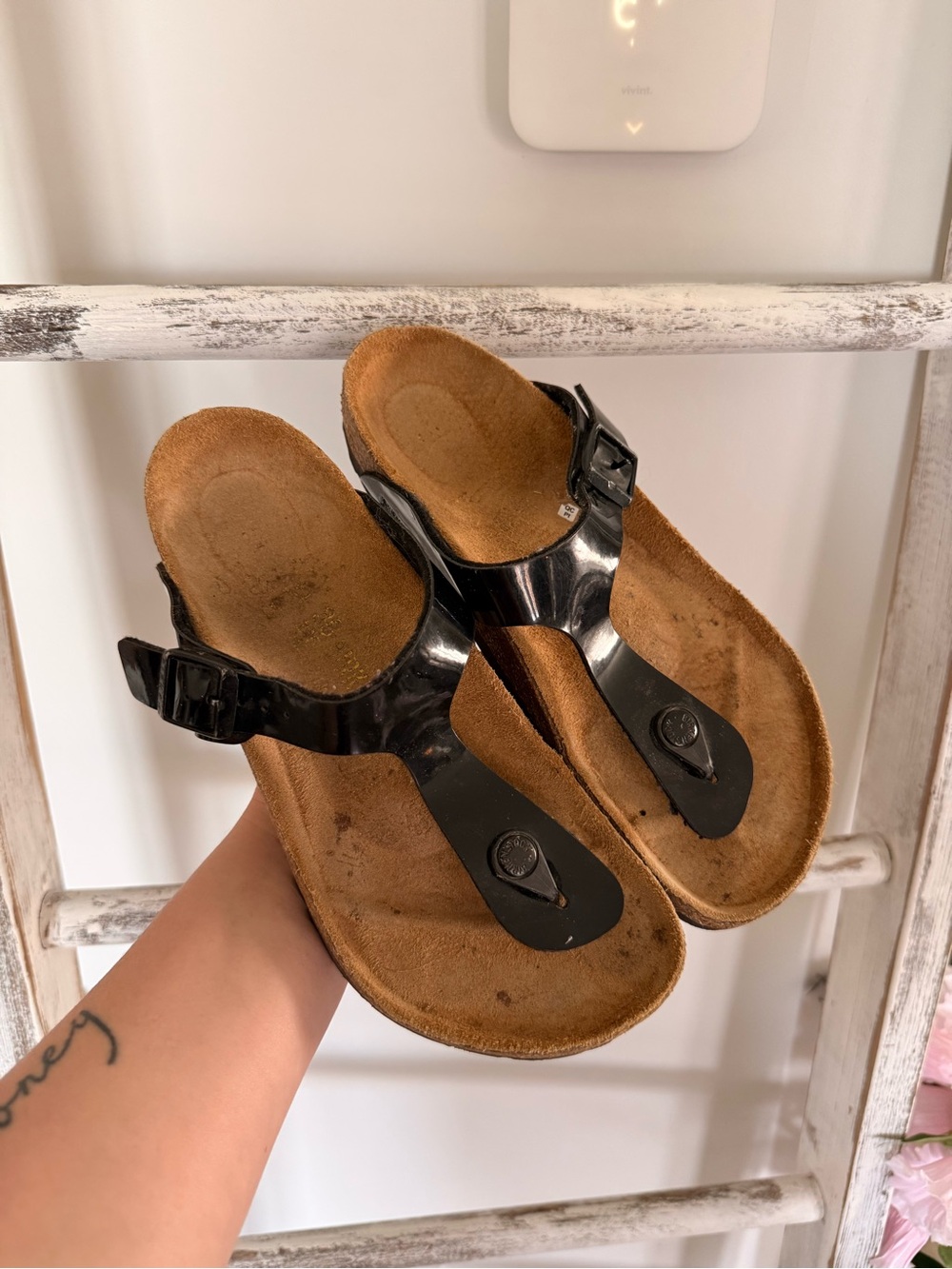 Birkenstock Gizeh Toe Post Slide Sandal Shoes Black Women’s Size 38 US 7.5/8